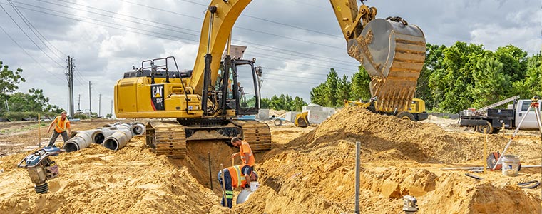 Road workers working